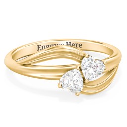 A "Couple" of Hearts Ring in 10K Solid Yellow Gold