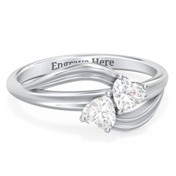 A "Couple" of Hearts Ring in 925 Sterling Silver