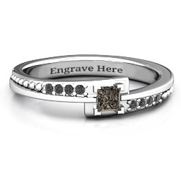 Princess Cut Ring with Accents in 925 Sterling Silver