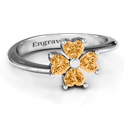 Four Heart Clover Ring in 925 Sterling Silver