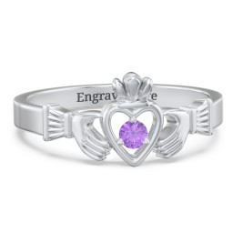 Round Stone Claddagh Ring
