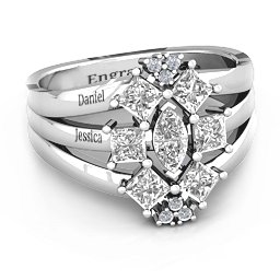 Arachna Center Marquise and Princess Ring with Accents
