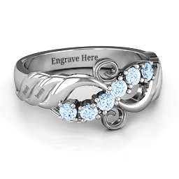 Ariel Wave and Swirl Ring in 925 Sterling Silver with Aquamarine