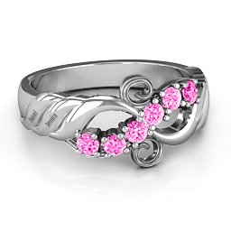 Ariel Wave and Swirl Ring in 925 Sterling Silver with Pink Tourmaline