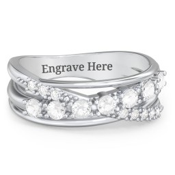 7 Stone Crossover Ring with Accents