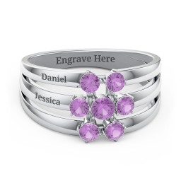 Spidra' Round Center Ring in 925 Sterling Silver with Amethyst