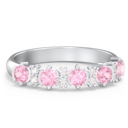 5 Stone Semi-Bezel Ring with Accents