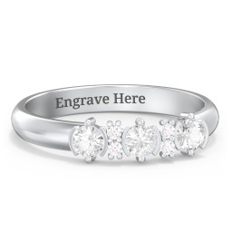 3 Stone Semi-Bezel Ring with Accents