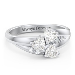 Heart Cluster Ring with Accents in 925 Sterling Silver