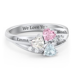 Heart Cluster Ring with Accents in 925 Sterling Silver