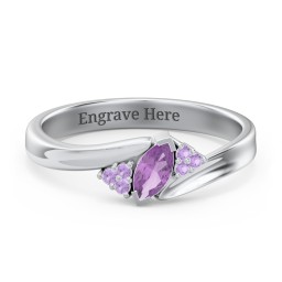 Twisted Marquise Ring with Shoulder Accents