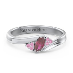 Twisted Marquise Ring with Shoulder Accents