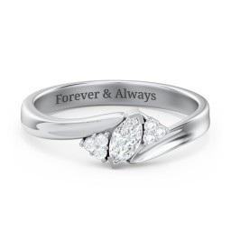 Twisted Marquise Ring with Shoulder Accents