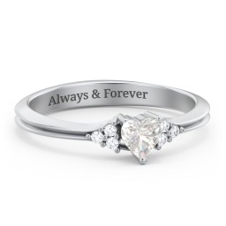 Narrow Heart Ring with Shoulder Accents