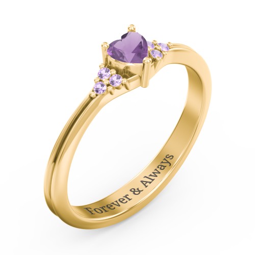 Narrow Heart Ring with Shoulder Accents