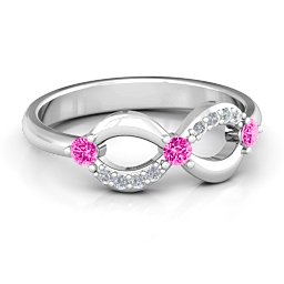 Three Stone Infinity Ring with Accents