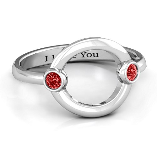 Double Stone Karma Ring – Sterling Silver with Garnet