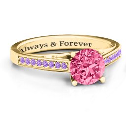 Large Round Solitaire Ring with Shoulder Accents