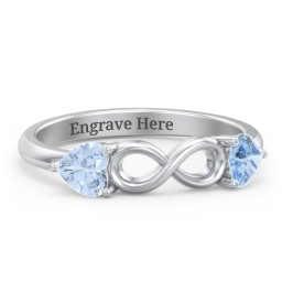 Two Hearts to Infinity Ring in 925 Sterling Silver