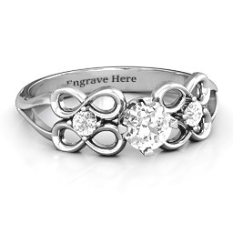 Quad Infinity Ring with Center stone and Dual Accent Ring