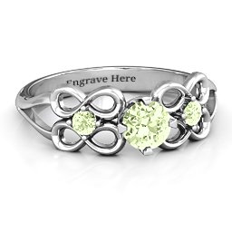 Quad Infinity Ring with Center stone and Dual Accent Ring in 925 Sterling Silver with Peridot