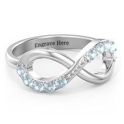 Birthstone Infinity Accent Ring in 925 Sterling Silver