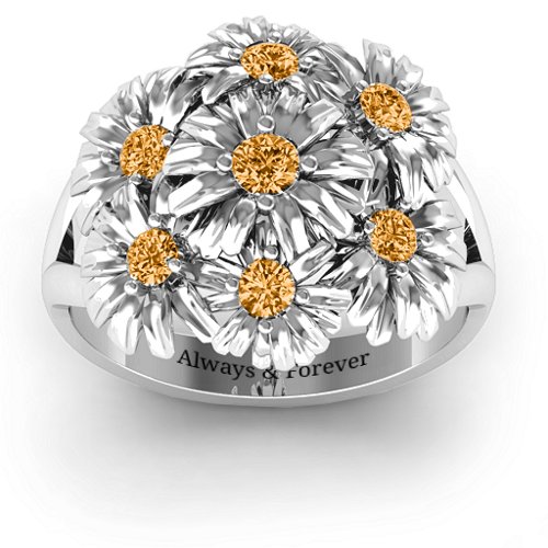 In Full Bloom Ring – 10K White Gold with Citrine