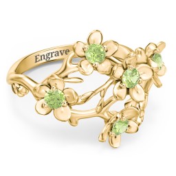 Garden Party Ring in 10K Solid Yellow Gold with Peridot