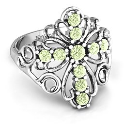 Sparkling Spirituality Cross Ring in 925 Sterling Silver with Peridot