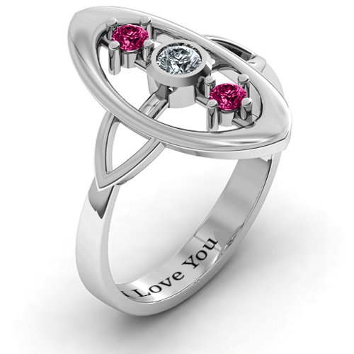 "Soulful Window" Ring – 10K White Gold with Cubic Zirconia and Ruby