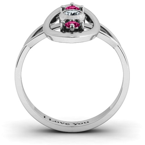 "Soulful Window" Ring – 10K White Gold with Cubic Zirconia and Ruby