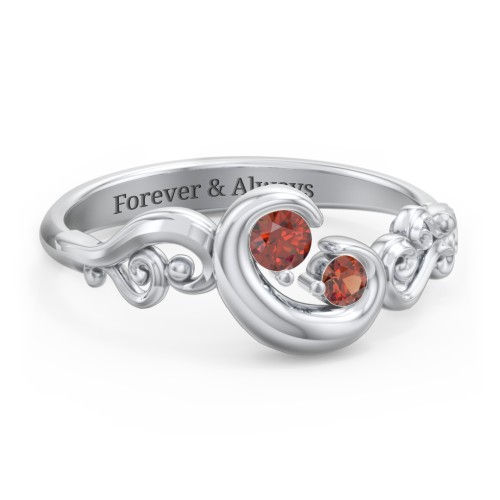 "Cradle of Love" Ring – Sterling Silver with Garnet