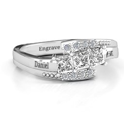 Triple Princess Stone Ring with Accents