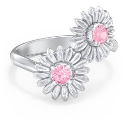 Sunflower Birthstone Bypass Ring