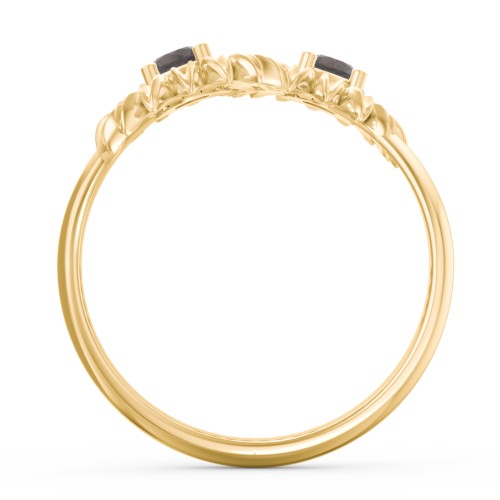Sunflower Birthstone Bypass Ring – 10K Yellow Gold with Smokey Quartz
