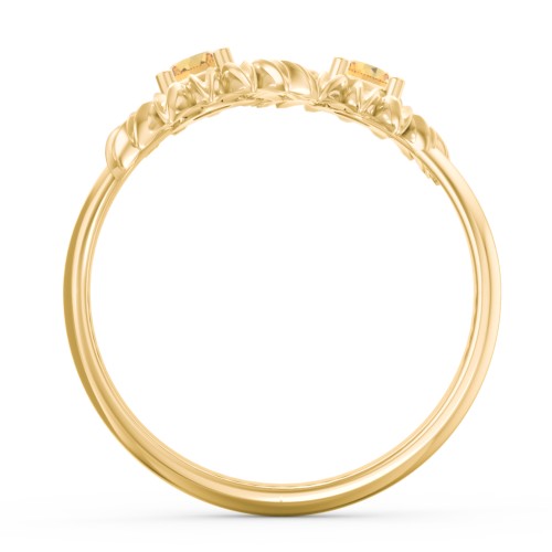 Sunflower Birthstone Bypass Ring – 10K Yellow Gold with Citrine