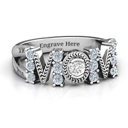 Split Shank Stone Filled MOM Ring