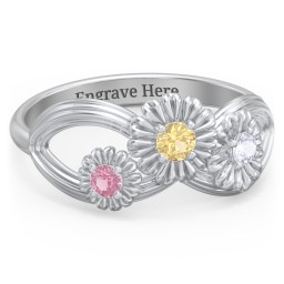 Endless Spring Infinity Ring in 925 Sterling Silver with Citrine, Lavender Premium Zirconia, and Pink Tourmaline