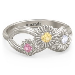 Endless Spring Infinity Ring in 10K Solid White Gold with Citrine, Lavender Premium Zirconia, and Pink Tourmaline