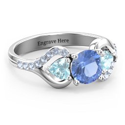 Hearts United Gemstone Ring with Accents