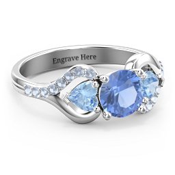 Hearts United Gemstone Ring with Accents