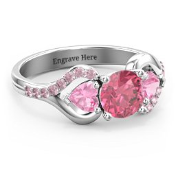 Hearts United Gemstone Ring with Accents