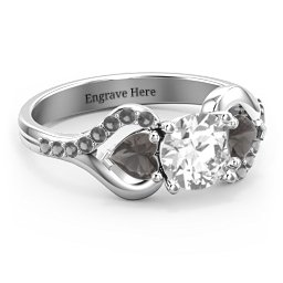 Hearts United Gemstone Ring with Accents