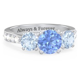 Majestic 3 Stone Eternity Ring with Accents in 925 Sterling Silver