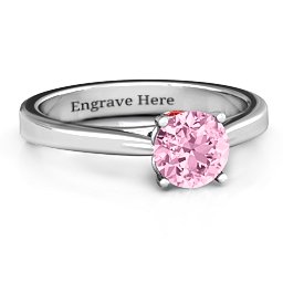 Royal Tulip Ring with Bezel Collar Stone in 925 Sterling Silver with Fancy Pink Premium Zirconia and Garnet