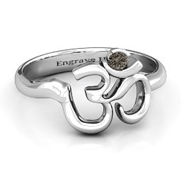 Om - Sound of Universe Ring with Round Stone in 925 Sterling Silver