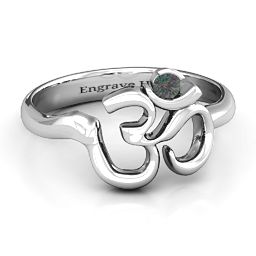 Om - Sound of Universe Ring with Round Stone in 925 Sterling Silver