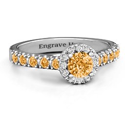 Graceful Shine Vintage Ring in 925 Sterling Silver with Citrine and White Premium Zirconia