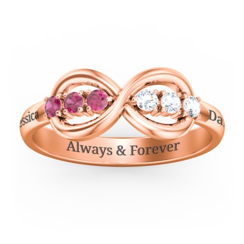 Engravable Infinity Ring with Birthstones