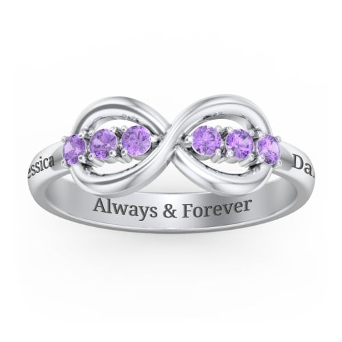 Engravable Infinity Ring with Birthstones